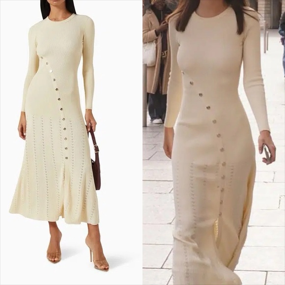 Sandro Jared button detail knit midi fit flare dress - Picture 1 of 8